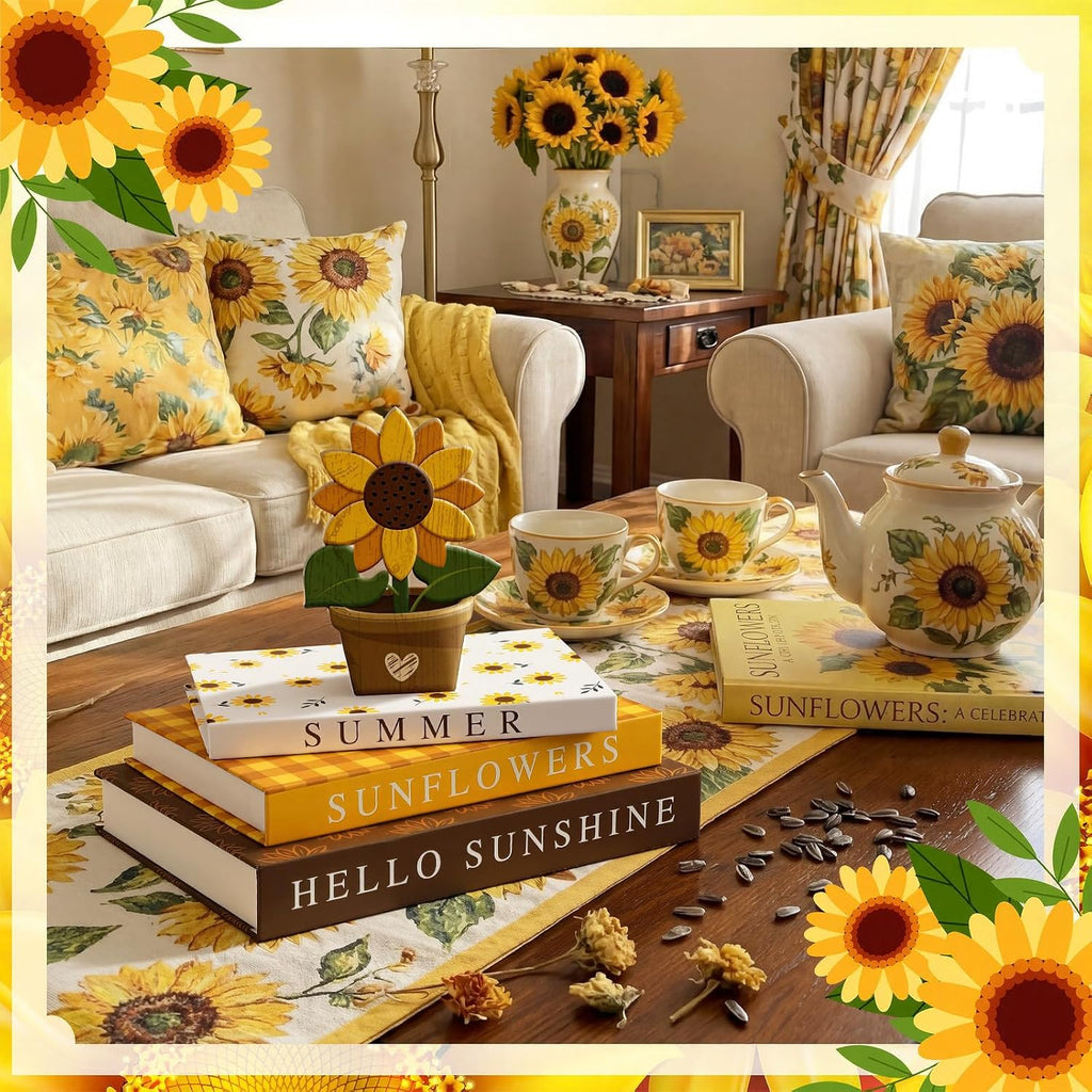 Thyle Sunflower Decorative Faux Books Set, Paper Magnetic Storage Boxes