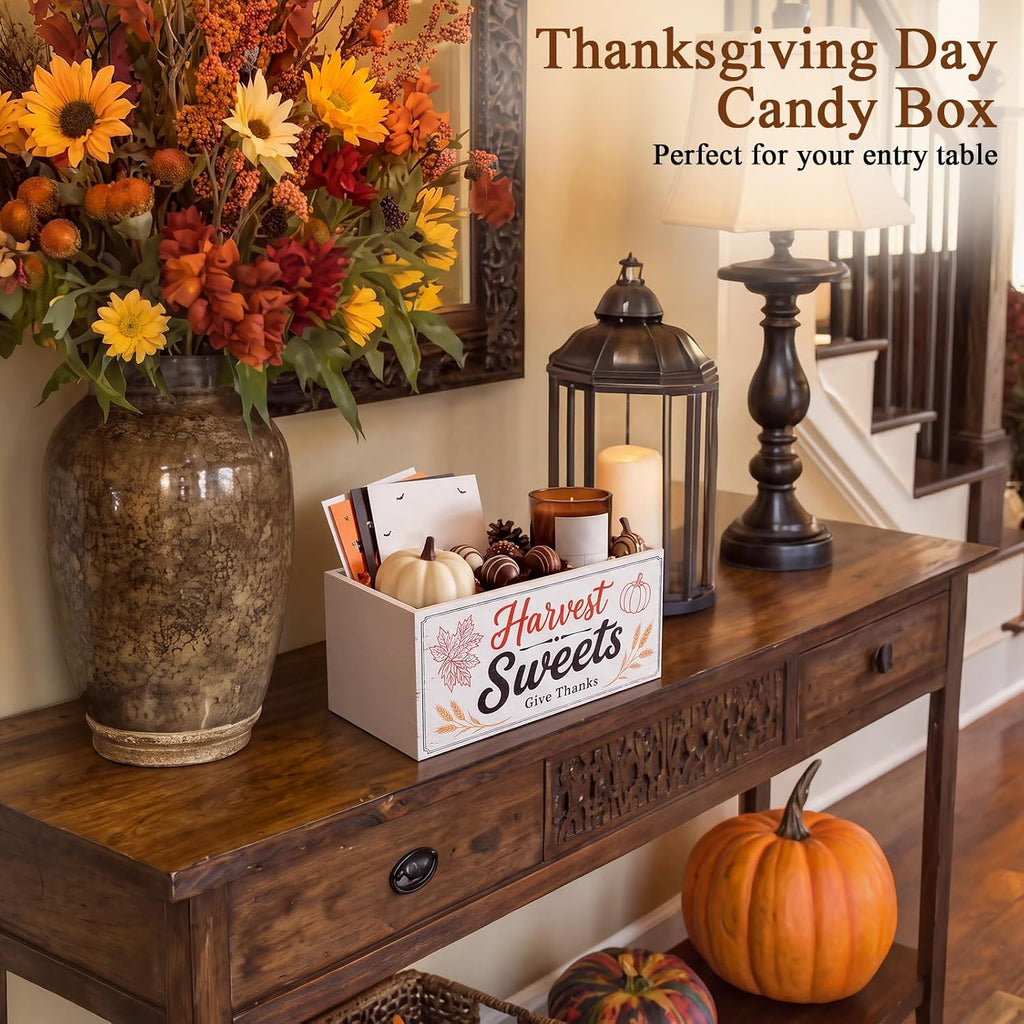 Thanksgiving Candy Dish Wooden Harvest Candy Bowl Snack Holder