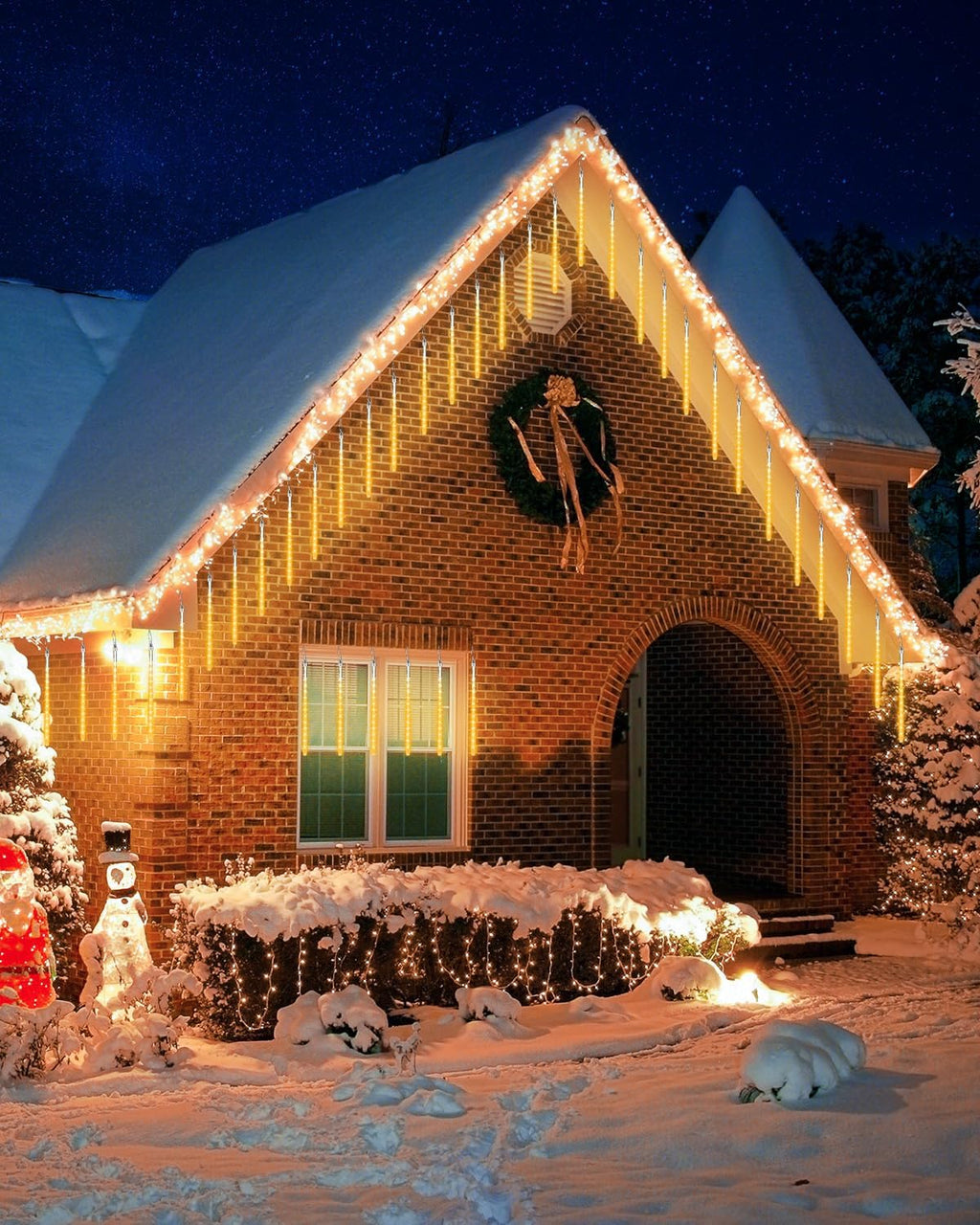 Christmas Lights 10 Tubes Warm White Meteor Shower Icicle Lights 240 LED