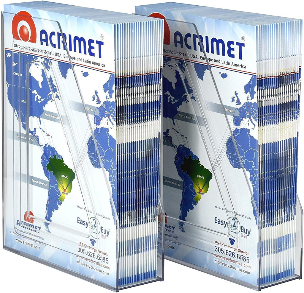 Acrimet Magazine File Holder, Vertical Desk Organizer, Clear, 2 Pack