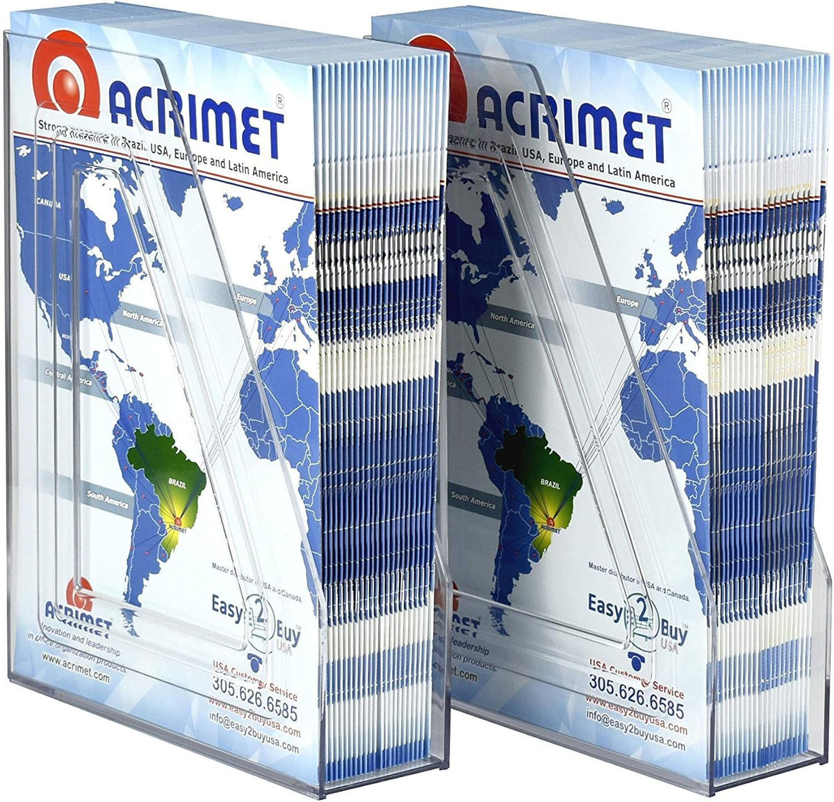 Acrimet Magazine File Holder, Vertical Desk Organizer, Clear, 2 Pack