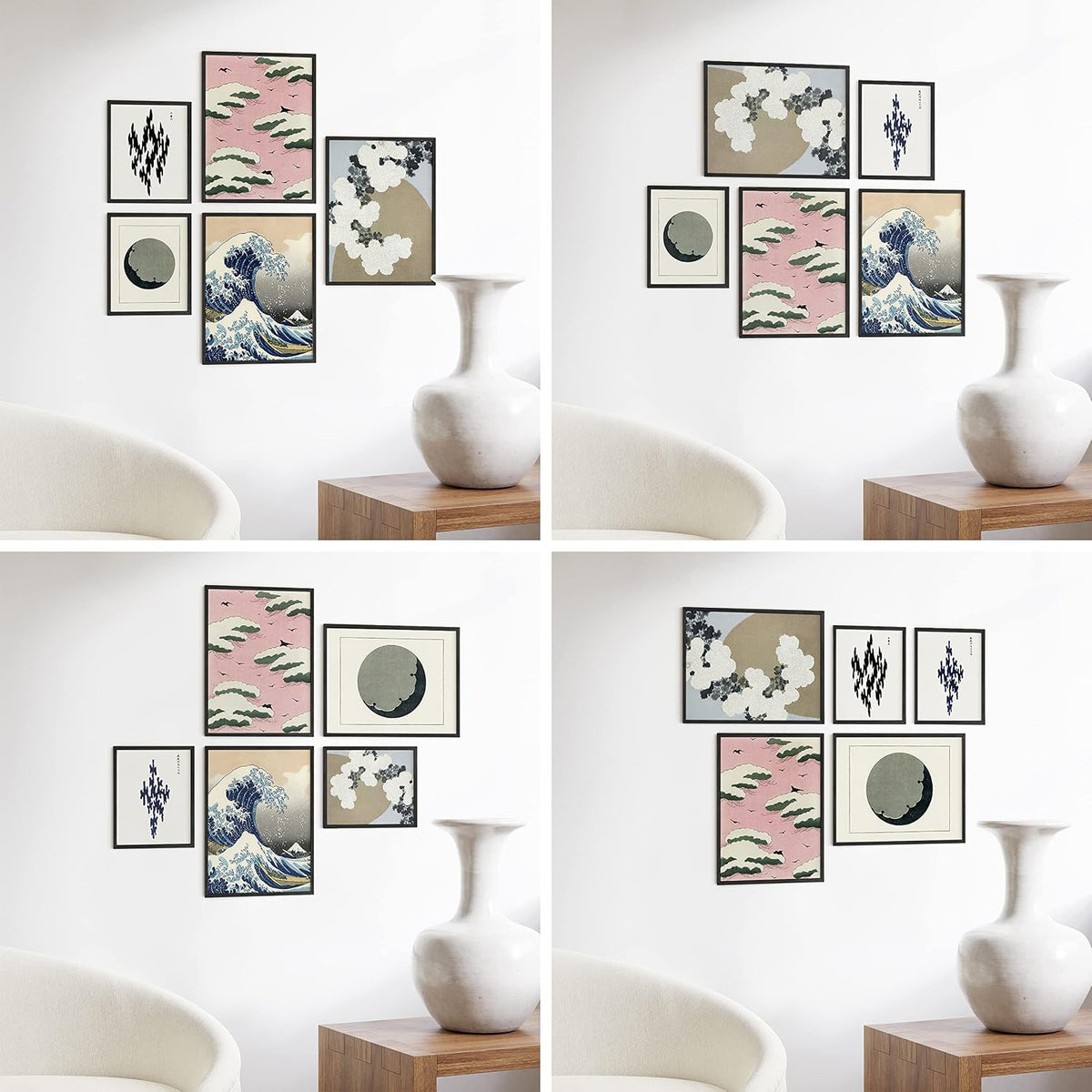 HAUS AND HUES Picture Frames for Wall - Set of 5 Black Photo Frames, Collage (Two 8x10, Three 12x16)