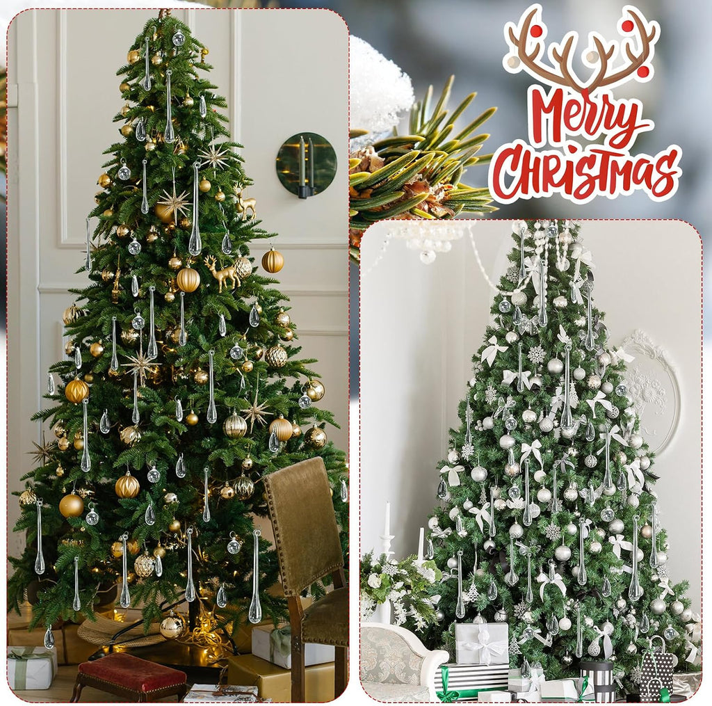 Vercraft 100 Pcs Christmas Tree Acrylic Hanging Ornaments,Clear