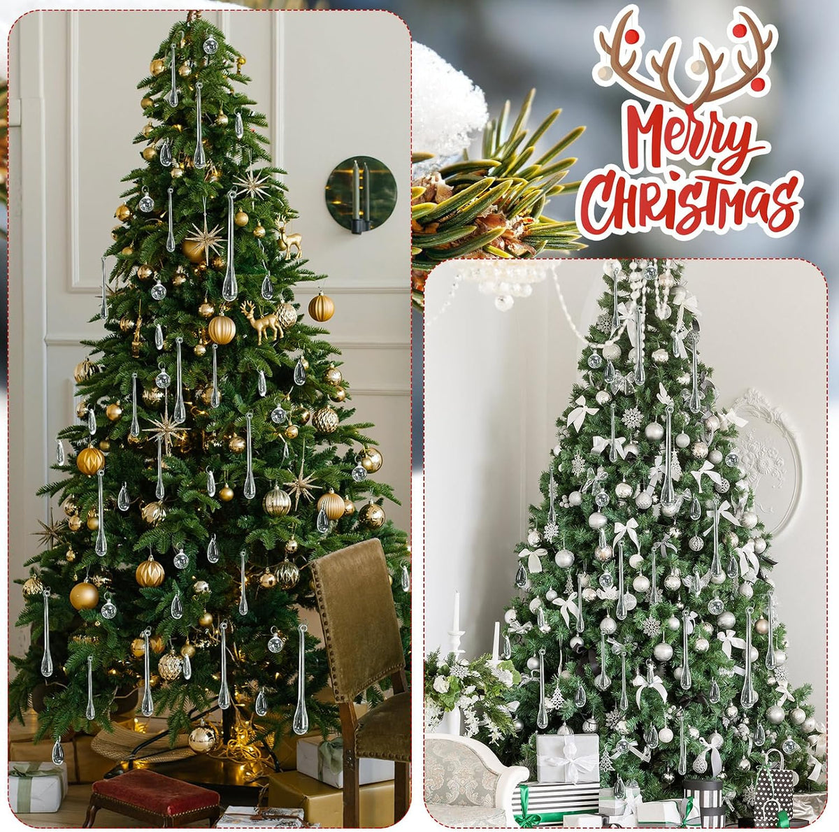 Vercraft 100 Pcs Christmas Tree Acrylic Hanging Ornaments,Clear
