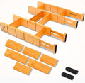 13.9-17.7" Expandable Bamboo Drawer Dividers with Inserts 4-Pack Spring-Loaded with Non-Slip EVA Pads, Adjustable Separator Set for Kitchen,Dresser,Bedroom, Office,Bathroom