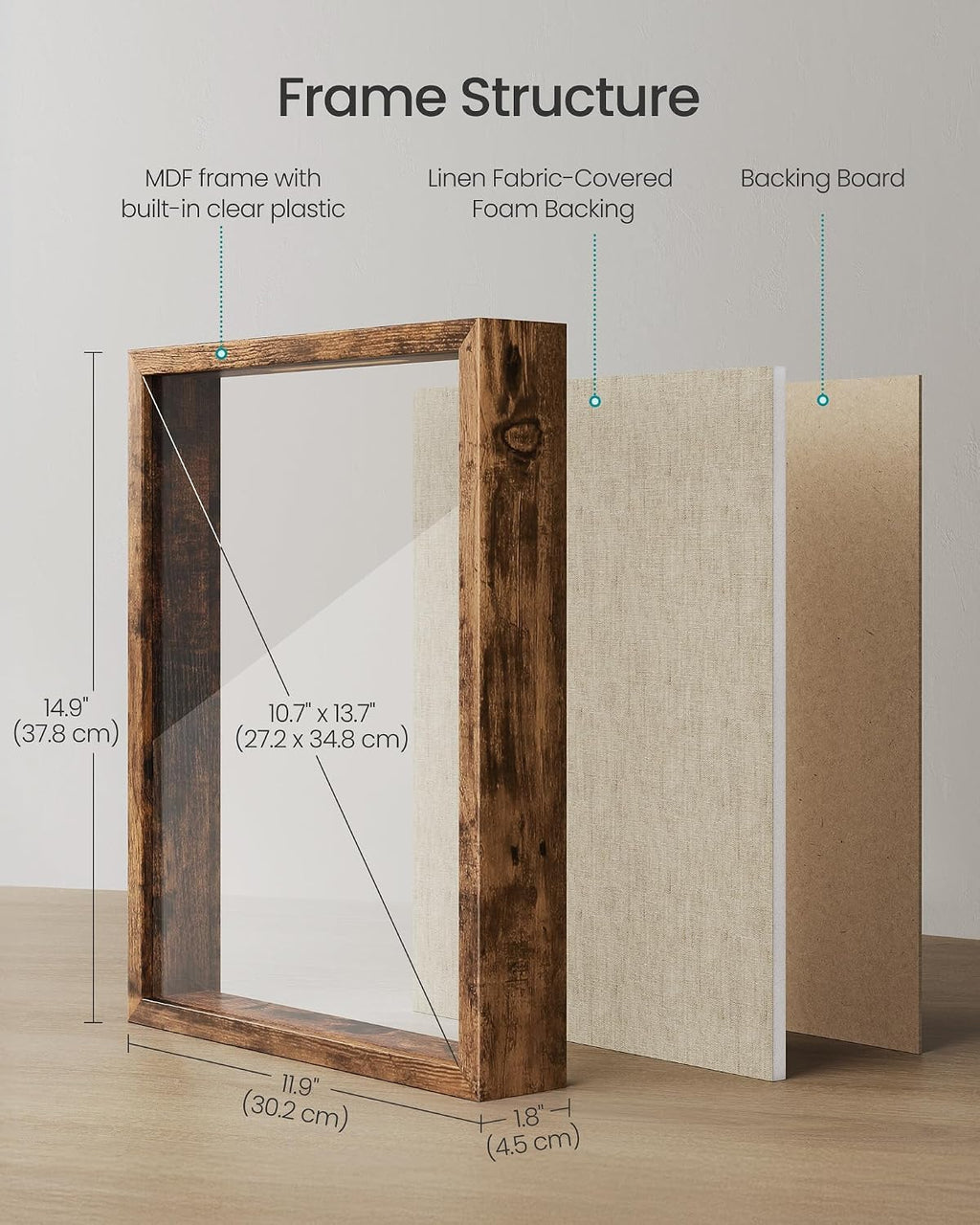 SONGMICS 11x14 Shadow Box Frame, with Top Slot and Glass Front
