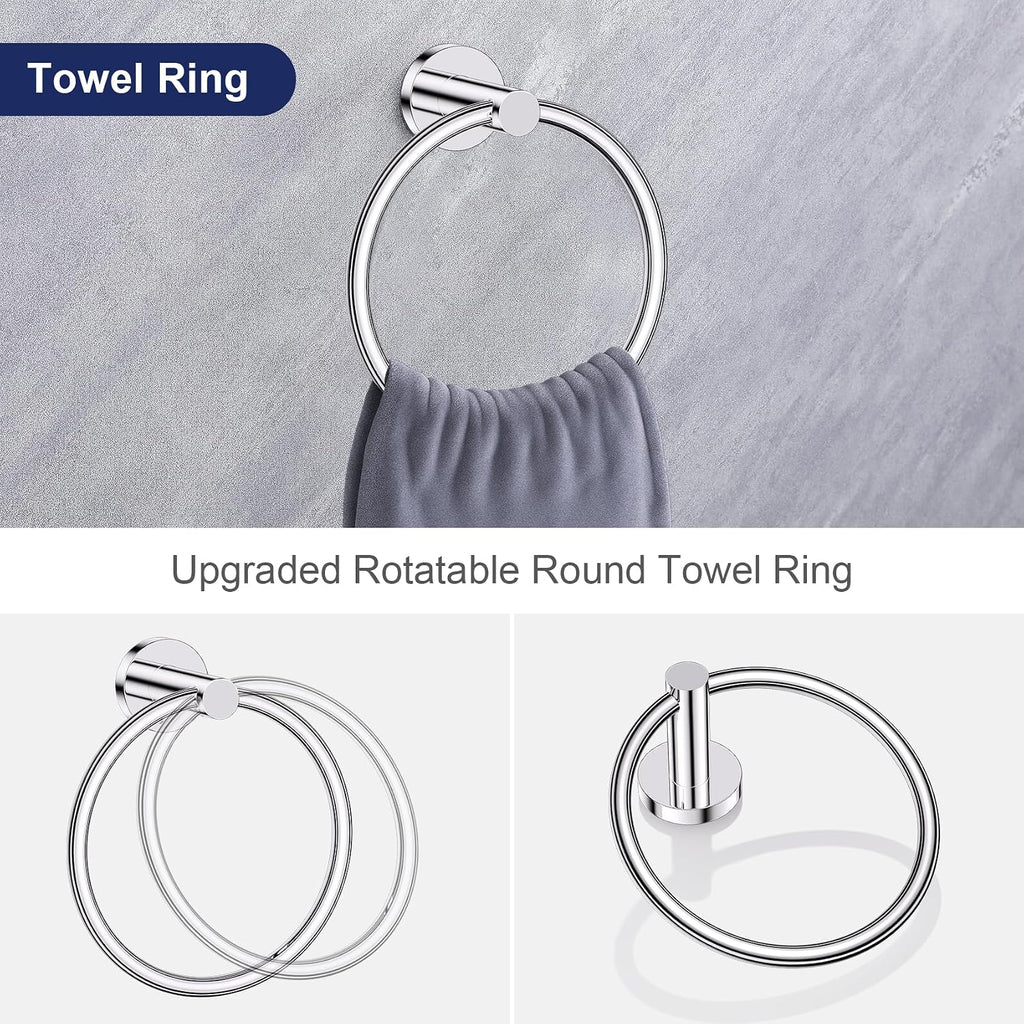 Lairuier Polished Chrome Bathroom Hardware Set, 10 PCS Towel Bar Set