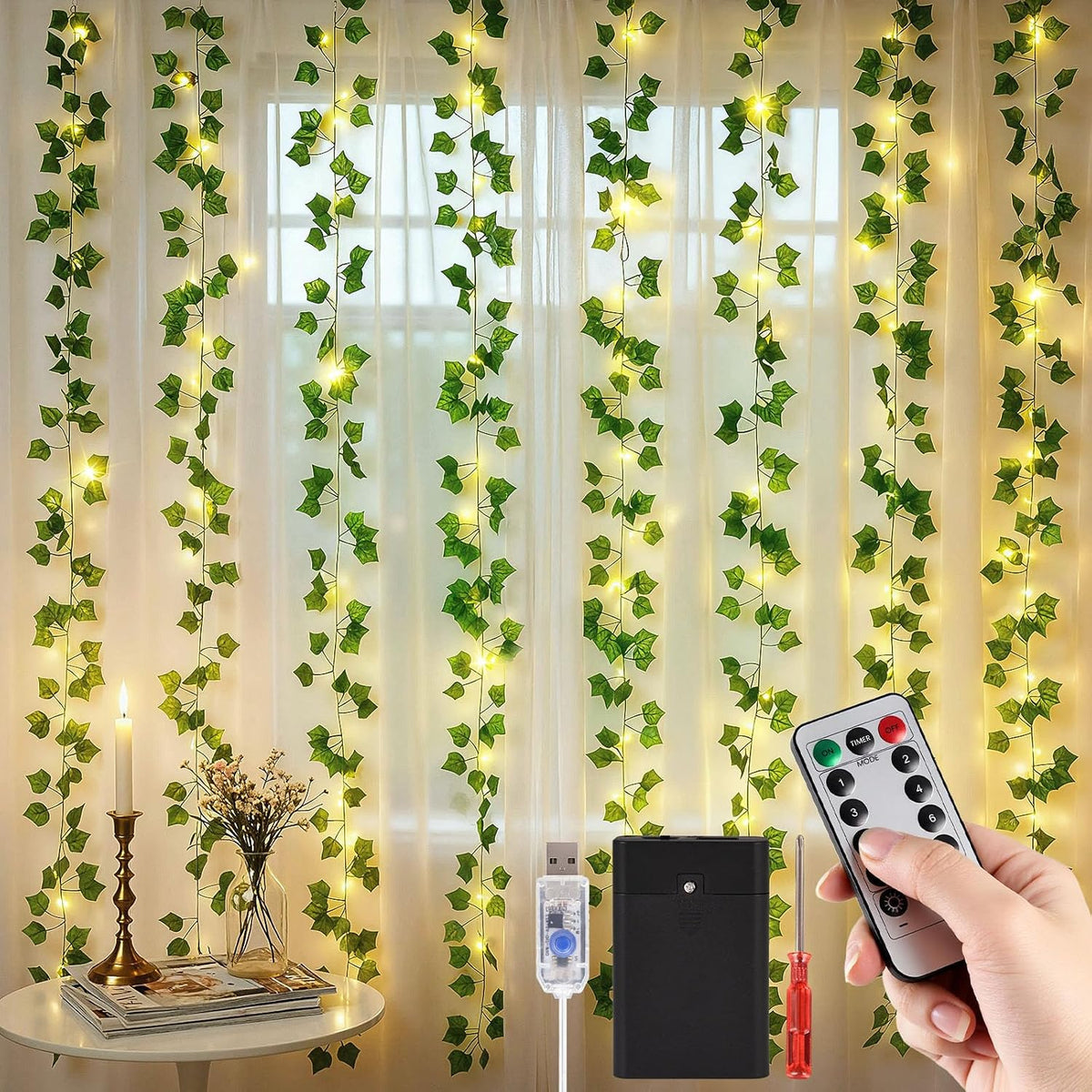 DomeStar Vine Lights, 300 LED Vines with Fairy Lights with Remote, Ambient