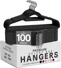 Utopia Home Velvet Hangers 100 Pack – Premium Hangers with Tie Bar - Black