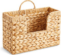 Woven Hanging Magazine Holder, Water Hyacinth Hanging Magazine Basket 11.8 x 4.3 x 7.9 Inch Wall Mounted Basket for Mail Woven Wall Magazines Rack with Handle for Home Office
