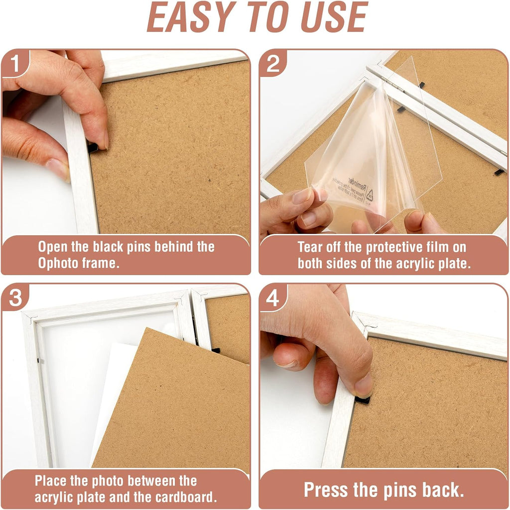 5x7 Back To School Picture Frame 4 Hinged Photo Frame with 4 Openings