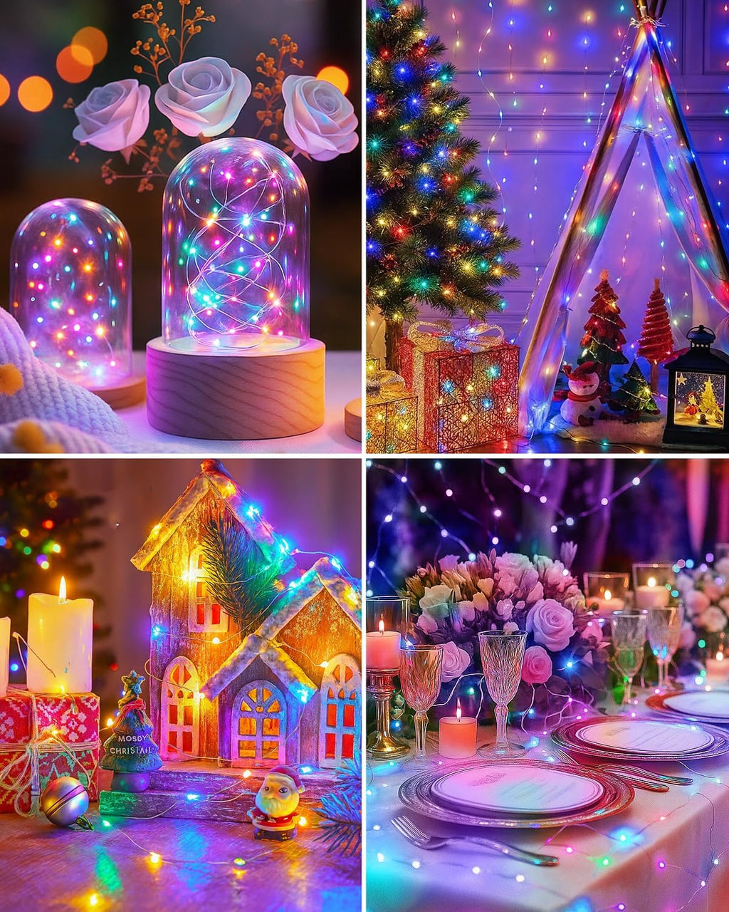 btfarm 12 Pack Fairy Lights Battery Operated, 7FT 20 LED Mini String Lights Waterproof Silver Wire for Mason Jars Centerpiece Table Crafts Bedroom Christmas Decoration,Colourful