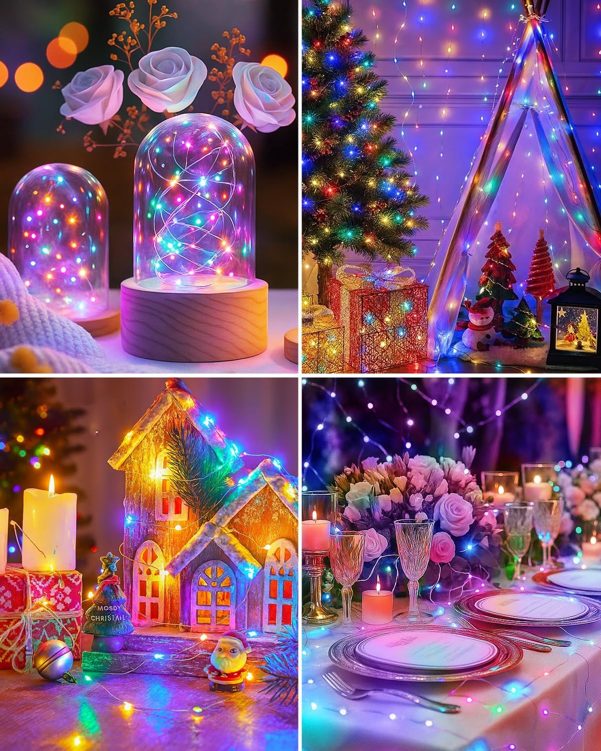 btfarm 12 Pack Fairy Lights Battery Operated, 7FT 20 LED Mini String Lights Waterproof Silver Wire for Mason Jars Centerpiece Table Crafts Bedroom Christmas Decoration,Colourful