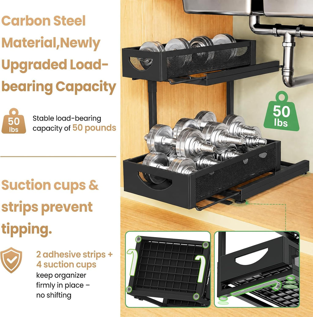 Under Sink Organizer for Kitchen and Bathroom Cabinets Pull Out Storage