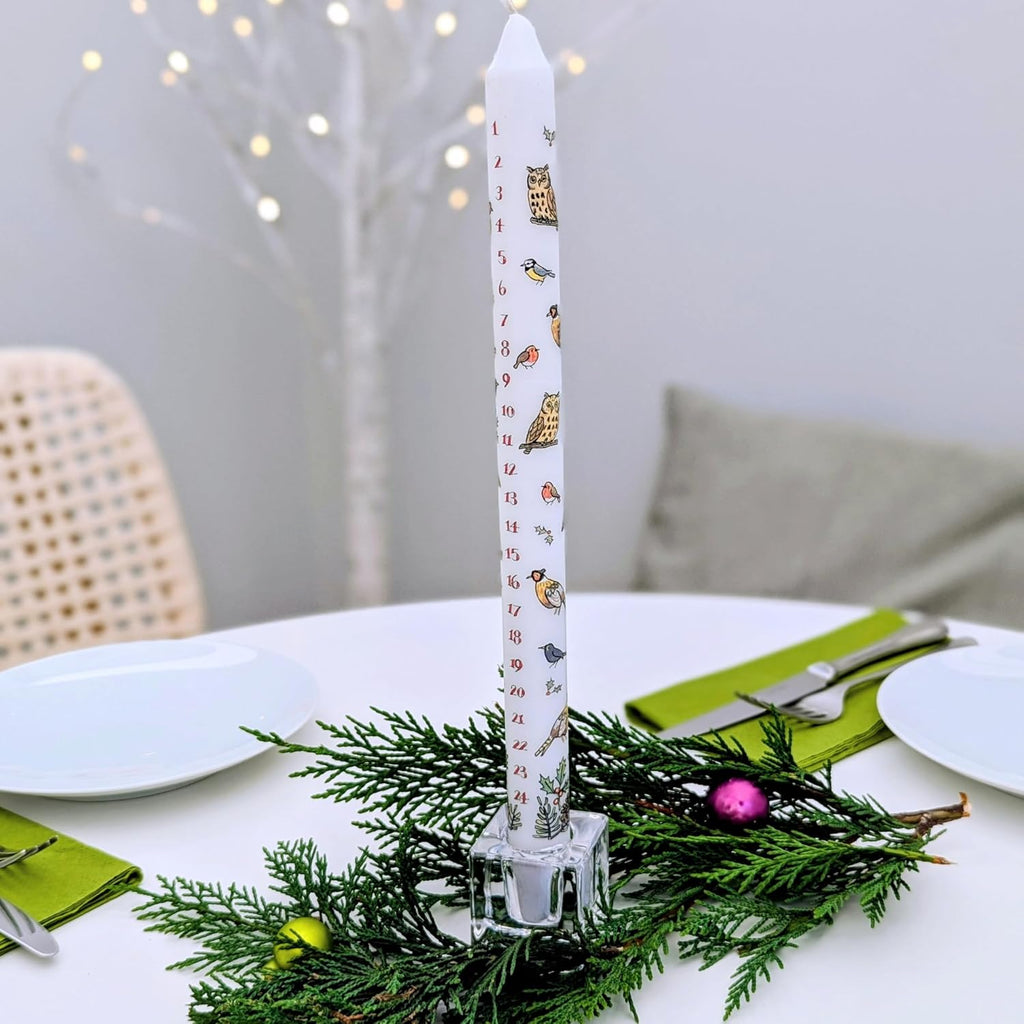 Alison Gardiner Winter Birds Advent Taper Candle, 10hr Burn Time, Unscented