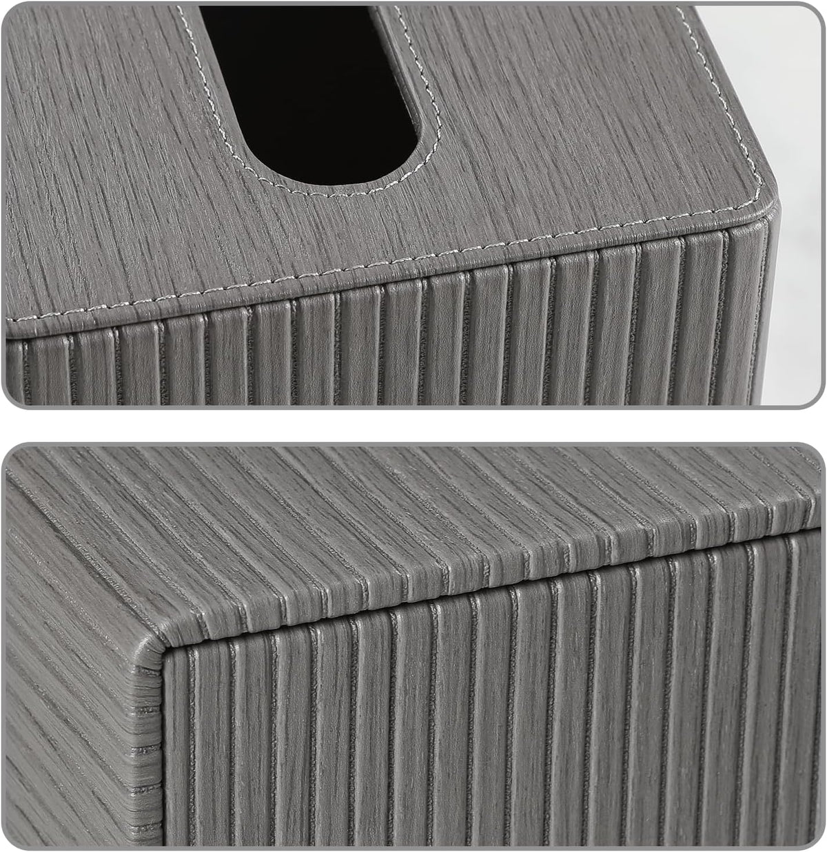 PU Leather Tissue Box Cover, Square Tissue Holder (Slate Grey)