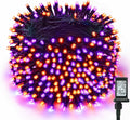 ODEETRONIC Purple & Orange Halloween Lights Outdoor, 98.42 ft, 300 LED