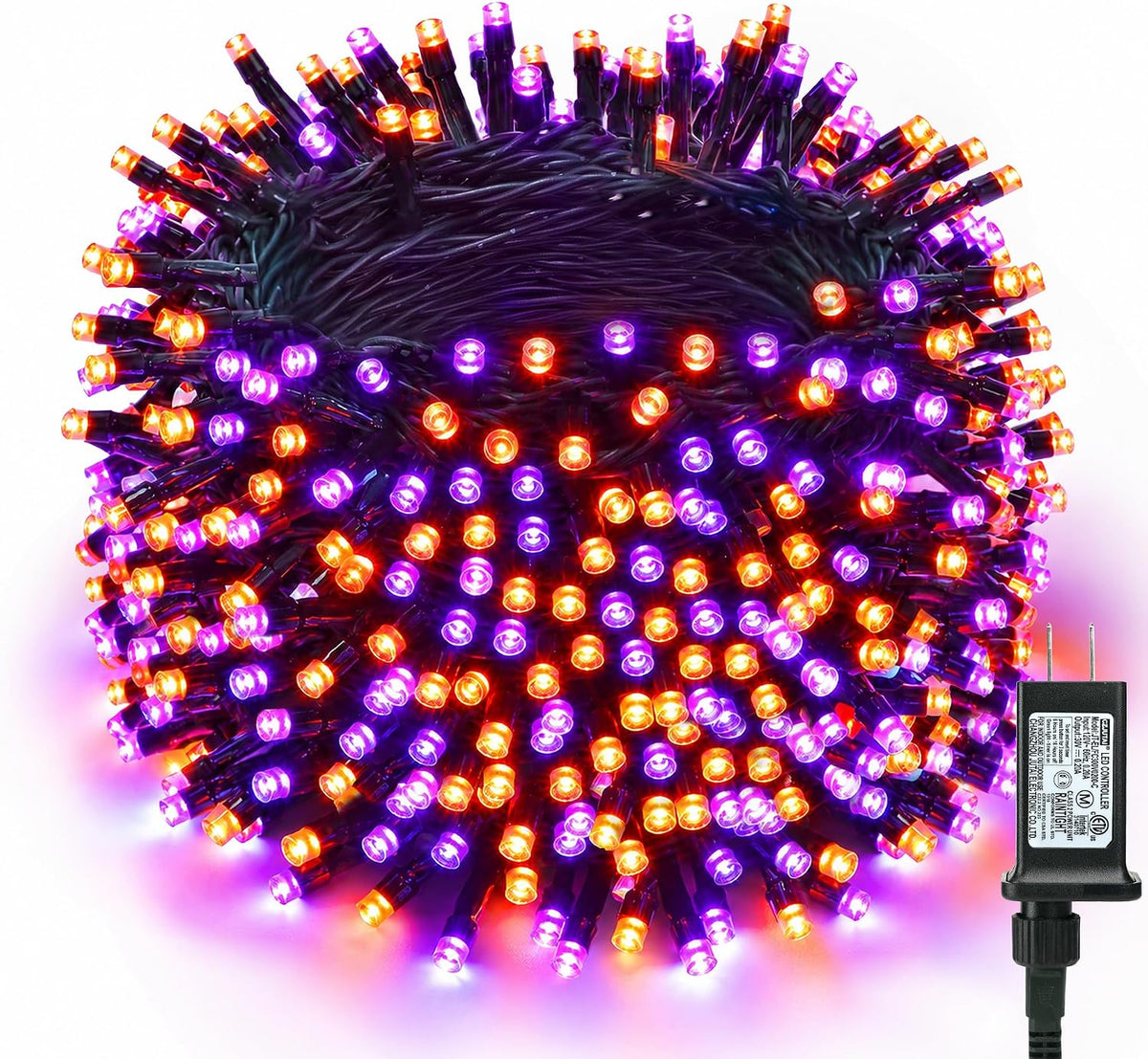 ODEETRONIC Purple & Orange Halloween Lights Outdoor, 98.42 ft, 300 LED