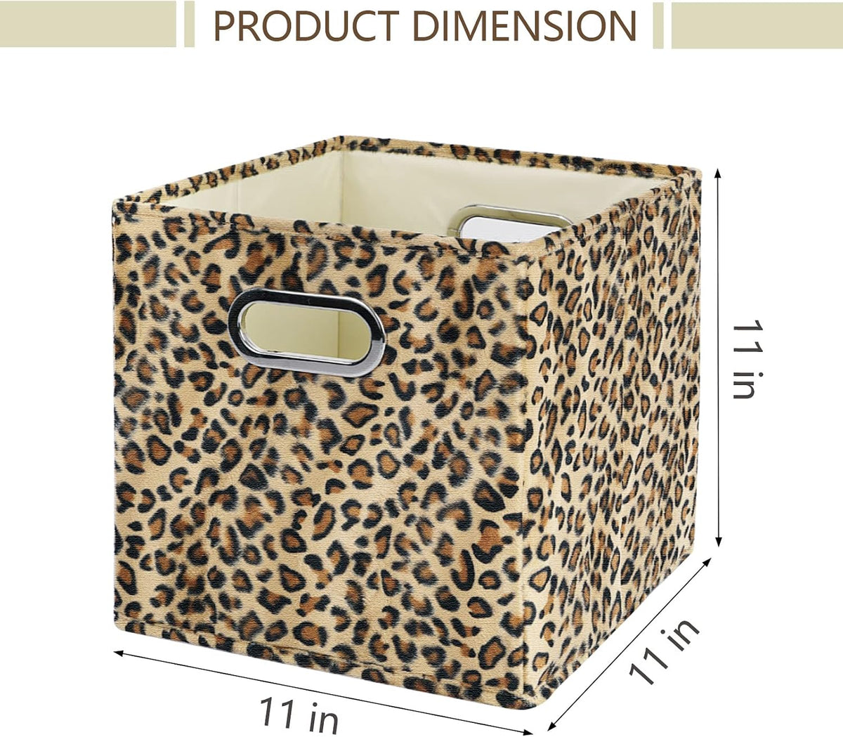 ANMINY Leopard Cheetah Print Storage Cubes Bins, Velvet, Brown, 11Inch 2PCS