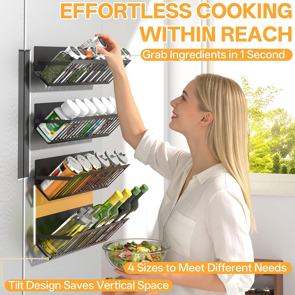 DTUQYX 4 Pack Magnetic Extra Long Shelves for Washing Machine,15-16.5in Magnetic Hanging Closet Organizer Laundry Shelf for Metal Surface,No Drill, Strong Magnet, Space Saving