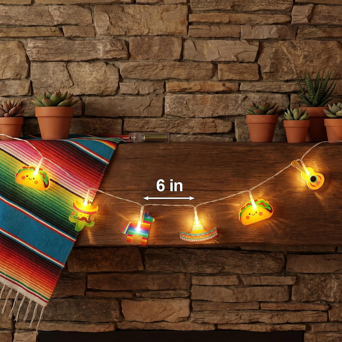 Cinco De Mayo Decorations String Lights, 20Led Battery Operated with Timer