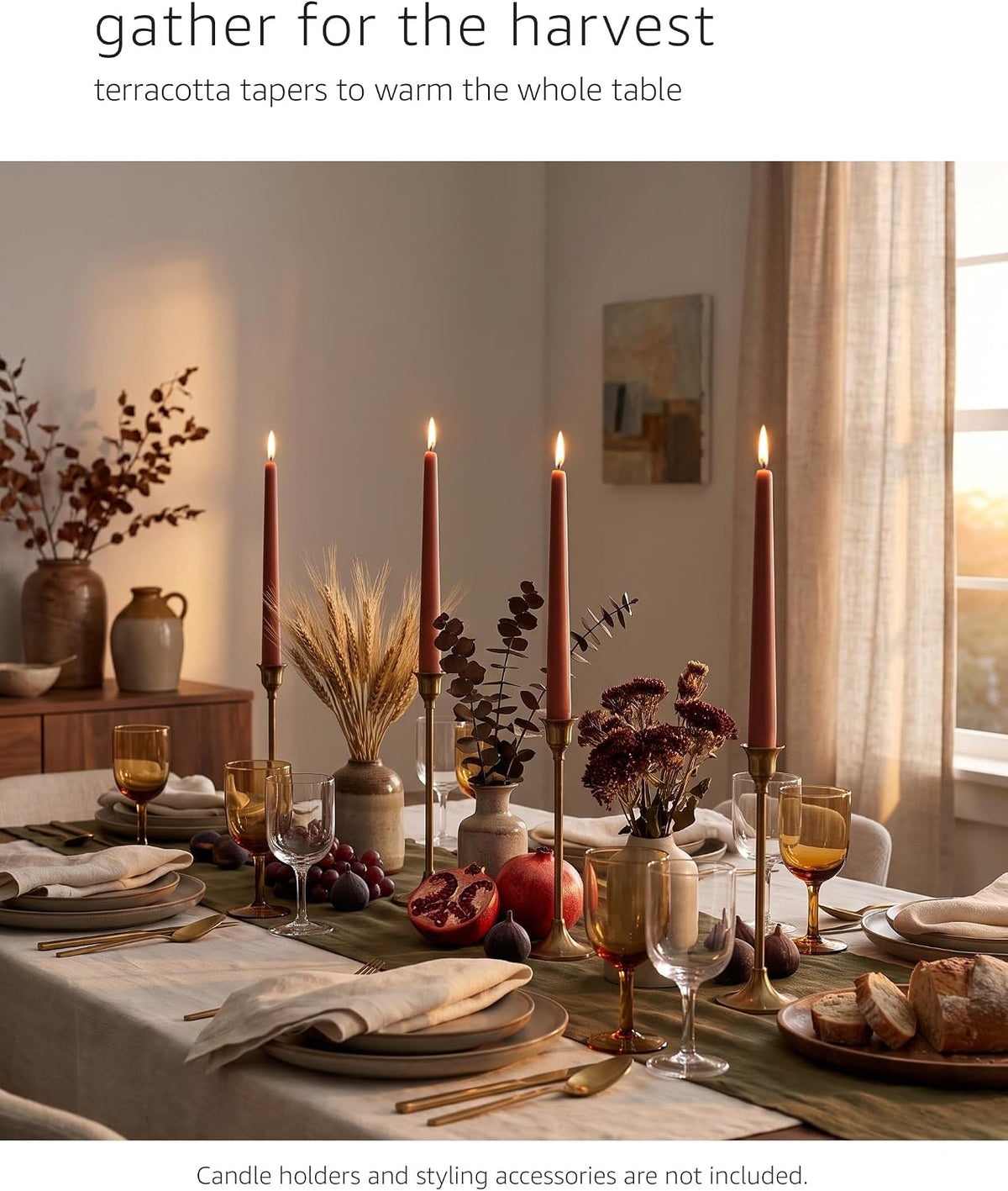 10" Classic Taper Candles, Terracotta, 4-Pack, 7-8 Hours Long Burning, Unscented Tall Candlesticks