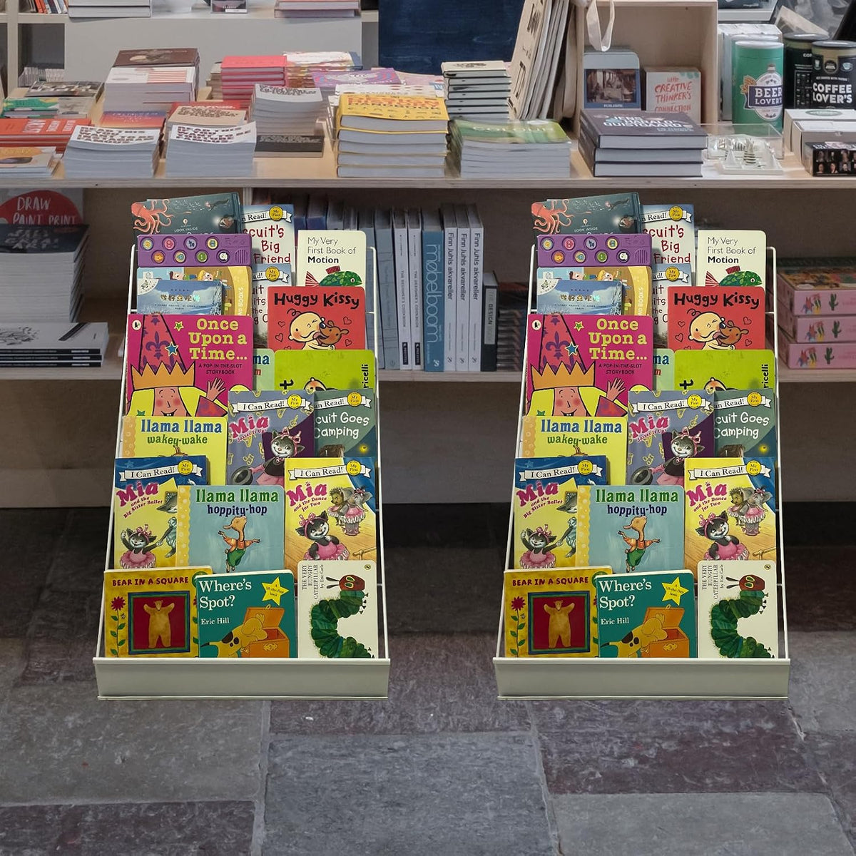TONGMO 6-Tier Wire Book Signing Rack - Sturdy Tabletop Design - Ideal for Libraries, Classrooms, Schools - Display Literature, Magazines, Comics - Perfect for Book Signings (White-1P)