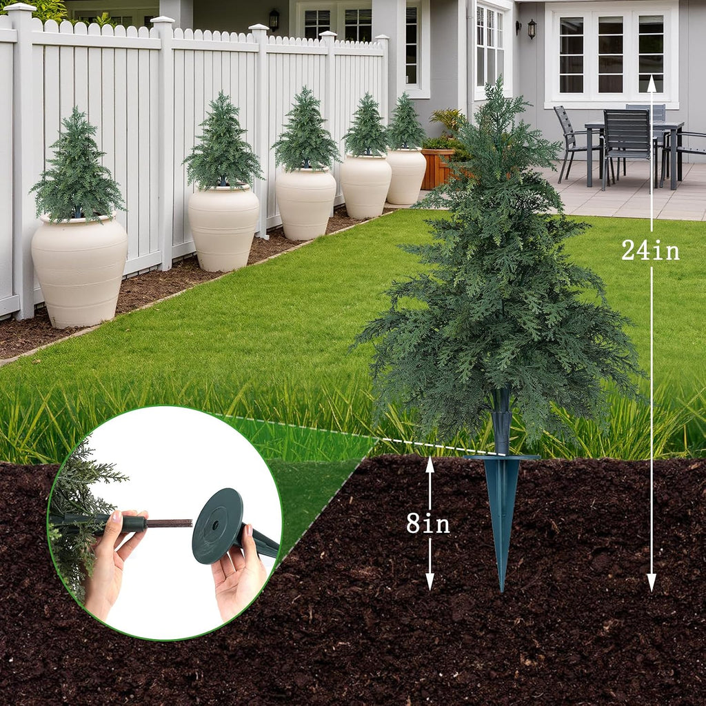 Yangrass Artificial Topiary Trees, Cypress Tree 24in