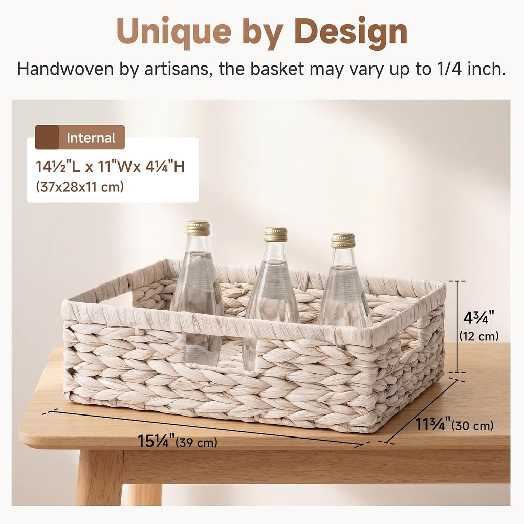 StorageWorks Large Wicker Storage Baskets for Shelves, White Baskets, 1Pack