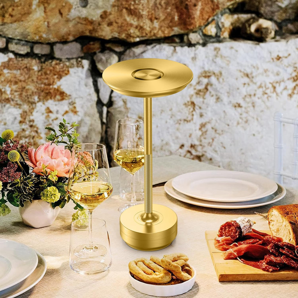 2 Pack Cordless Table Lamps Rechargeable, LED Portable 5000mAh Touch Table Light, 3 Color Stepless Dimming Battery Powered Table Lamp for Restaurant/Home/Outdoor/Camping.(Gold)