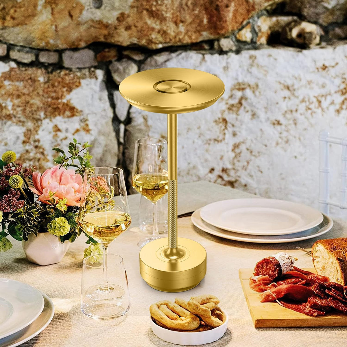 2 Pack Cordless Table Lamps Rechargeable, LED Portable 5000mAh Touch Table Light, 3 Color Stepless Dimming Battery Powered Table Lamp for Restaurant/Home/Outdoor/Camping.(Gold)
