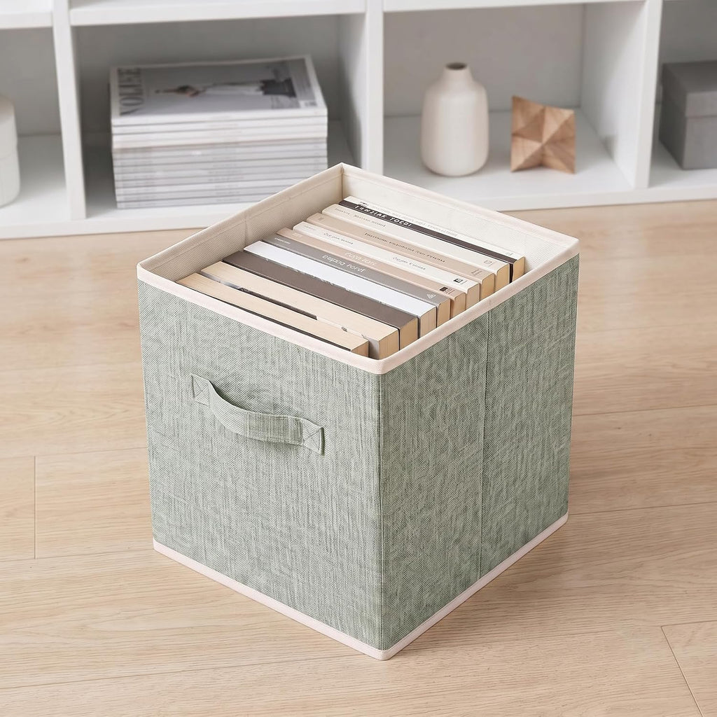 ShellKingdom Storage Bins, Foldable Linen Storage Cube, 2 Pack, Light Green