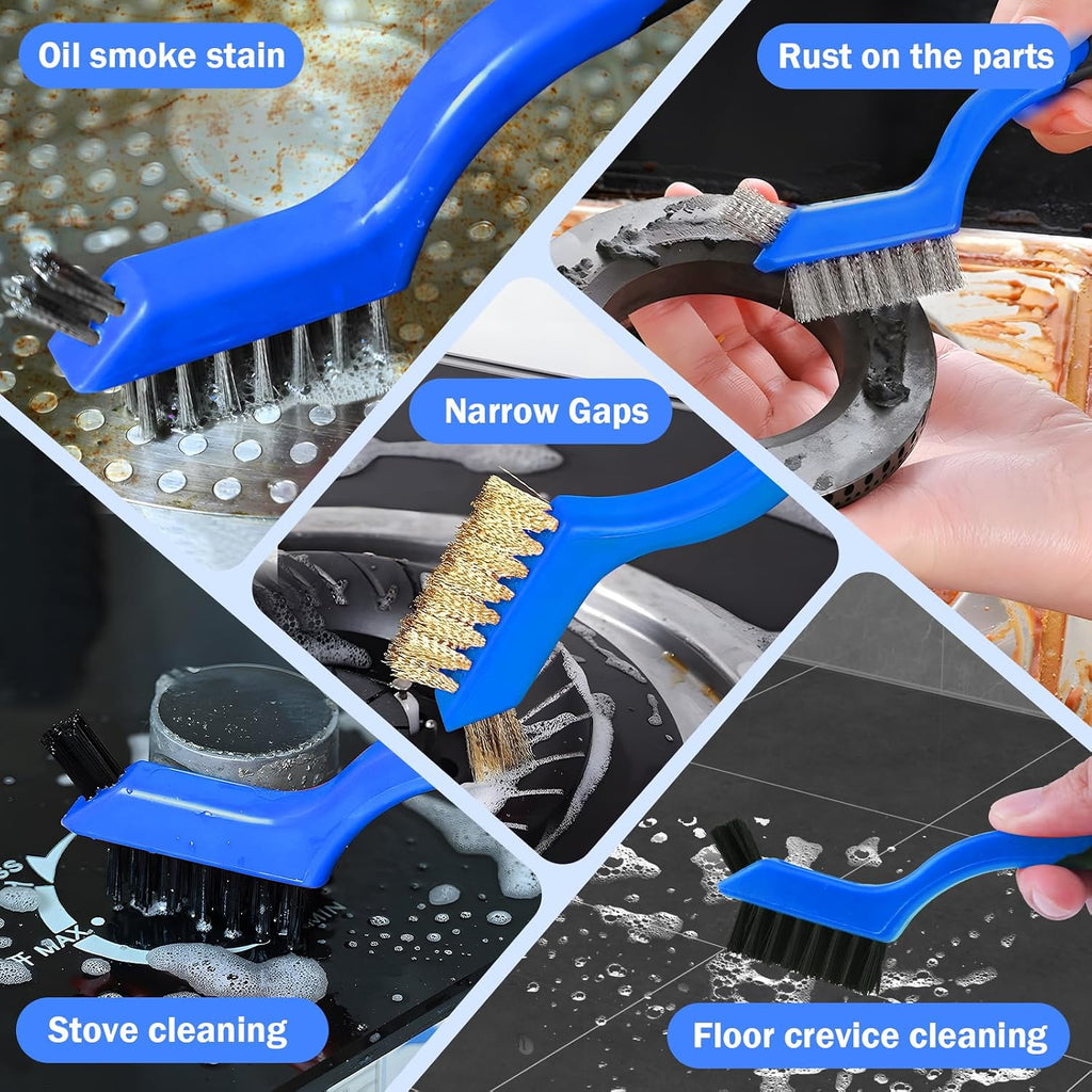 Wire Brush Set, 6 Pcs Stainless Steel/Brass/Nylon Wire Brushes