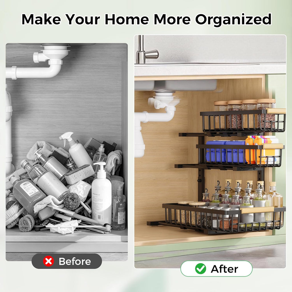 3 Tier Under Sink Organizer: Pull Out Cabinet Storage for Bathroom,1 Pack