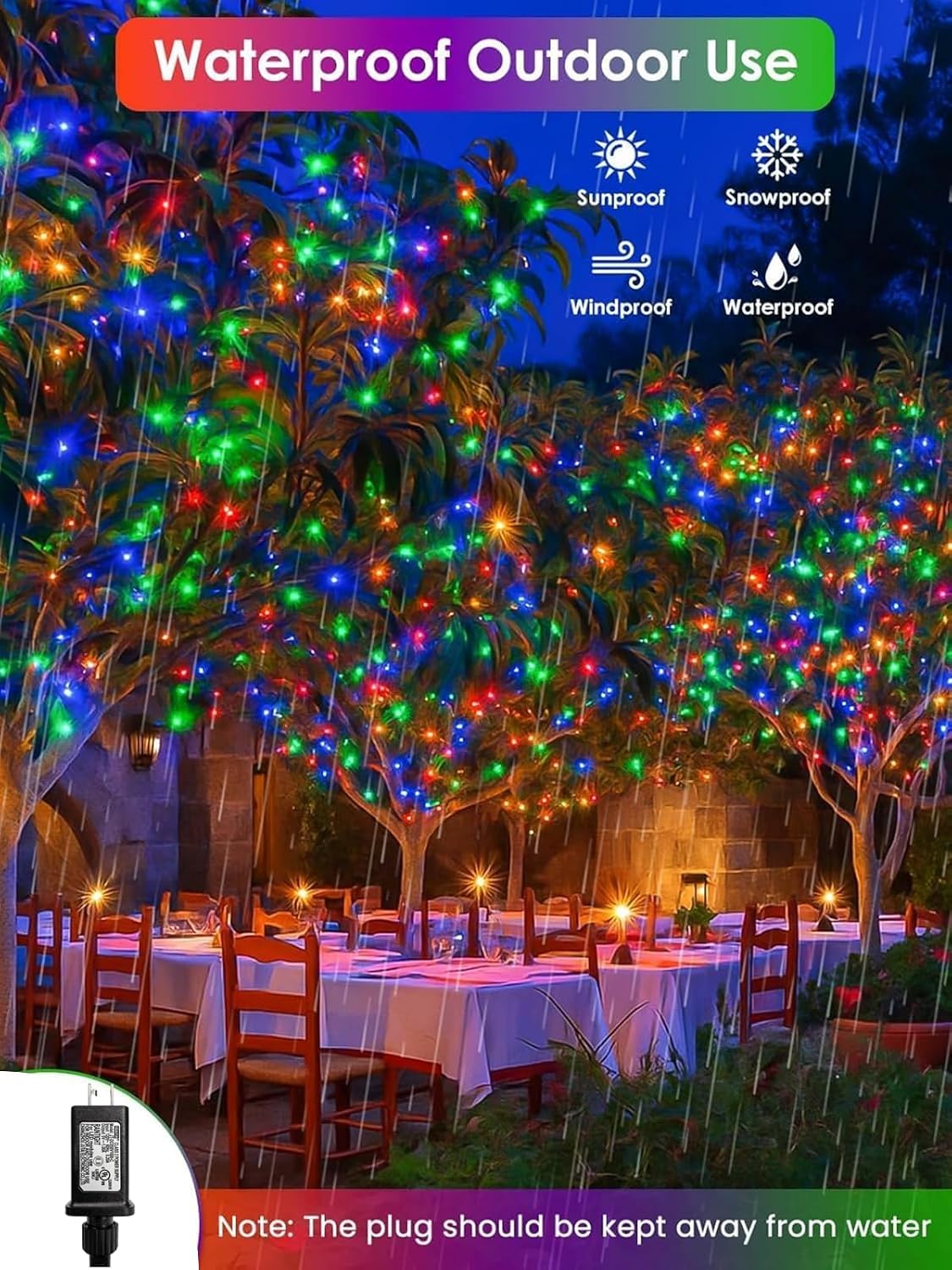 2 Pack 132FT 400LED RGB Color Changing String Halloween Lights with Remote