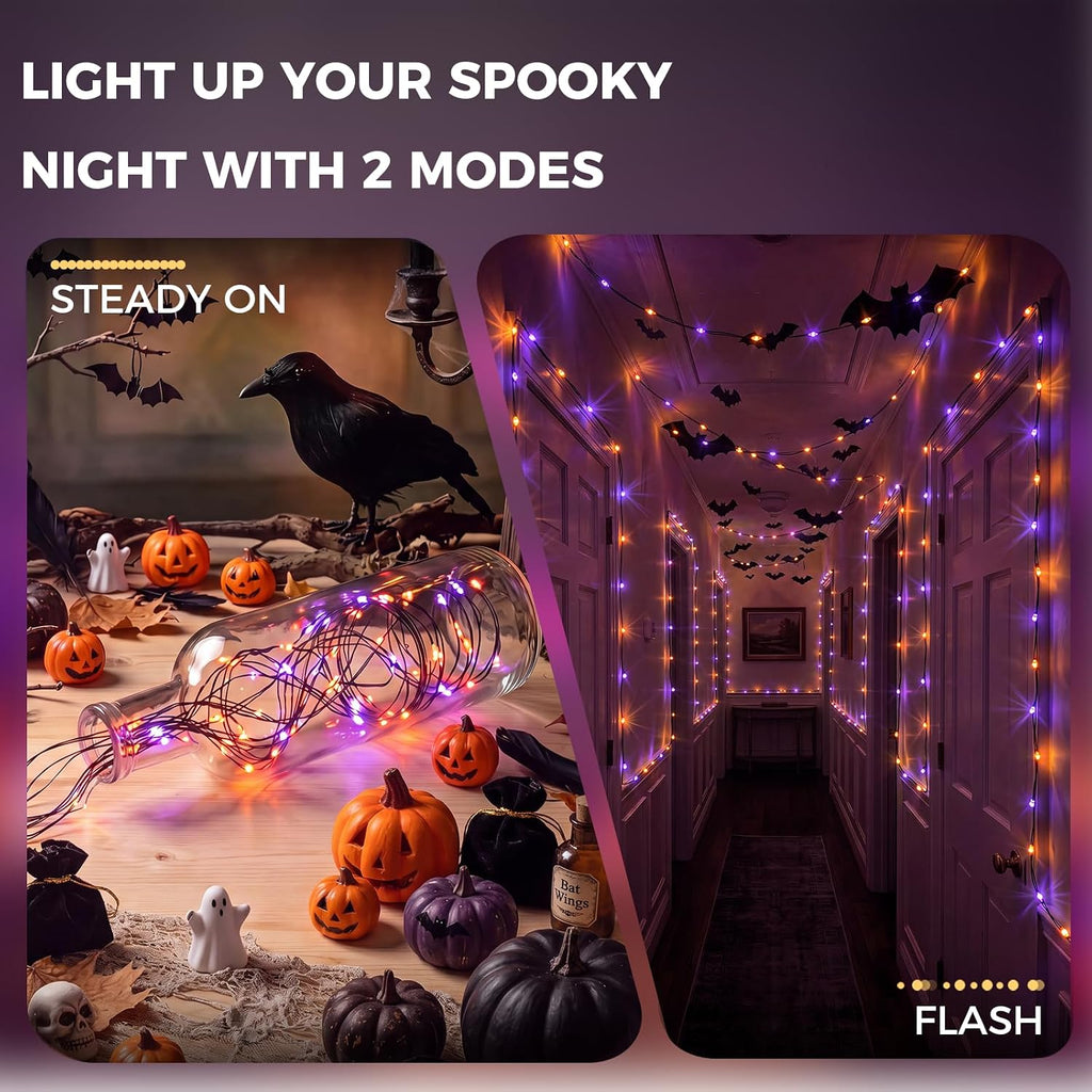 Brightown-Halloween-Fairy-Lights-Purple-Orange, 2Pack 16.4FT 50 LED Lights