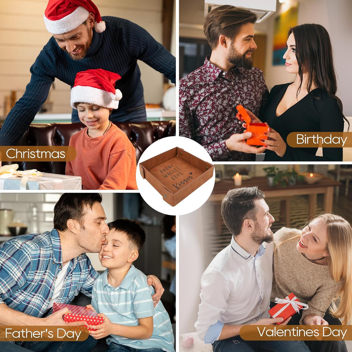 Gifts for Boyfriend, Husband, Romantic Gifts for Him, Mens Birthday Gifts Idea - Premium PU Leather Valet Tray - Best Mens Gifts for Birthday Anniversary Christmas Valentines