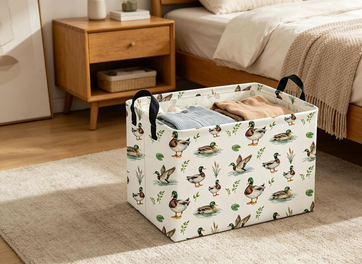 Rectangular Mallard duck Baskets Kids Basket Cute Storage Bins Organizer Box Girls Room Decor for Home.(Mallard duck)