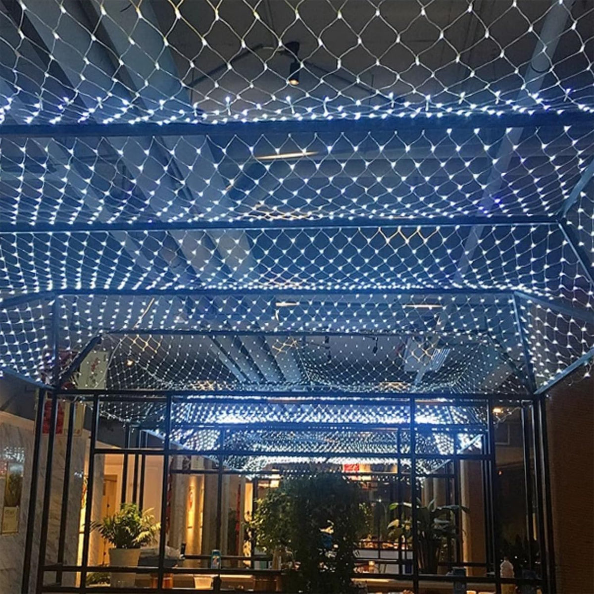 LJLNION Christmas Net Lights, 360 LED 12ft x 5ft Connectable Mesh Fairy String Lights, 8 Modes Low Voltage Safe Adaptor for Xmas Trees, Bushes, Wedding, Outdoor Holiday Garden Decorations, Cool White
