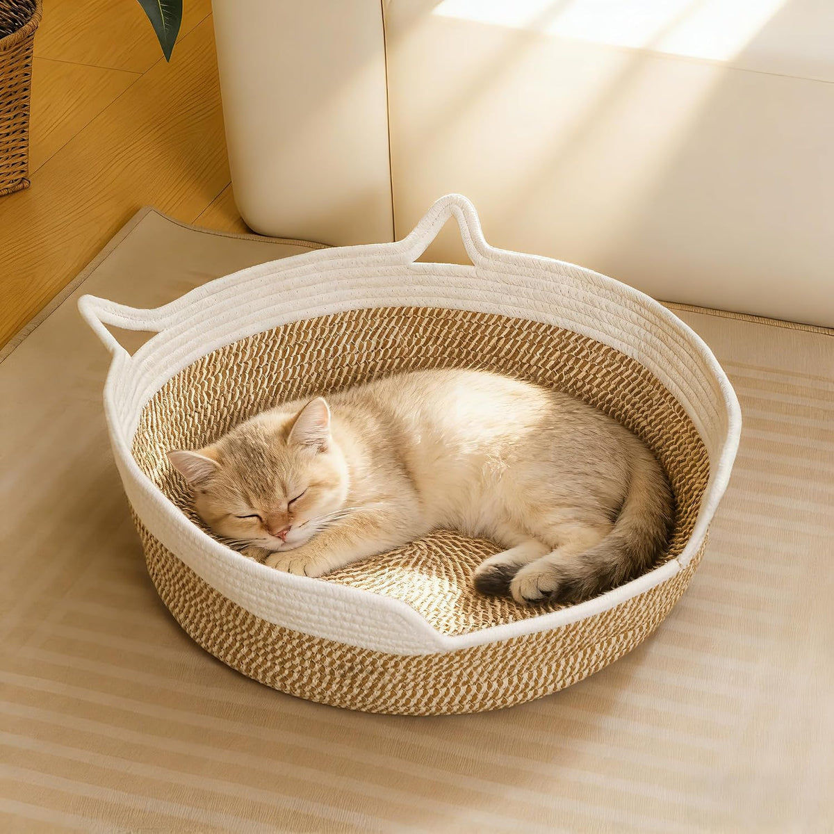 Cat Basket Cotton Rope Cat Toy Basket Instinct Baskets Handwoven Cats Bed