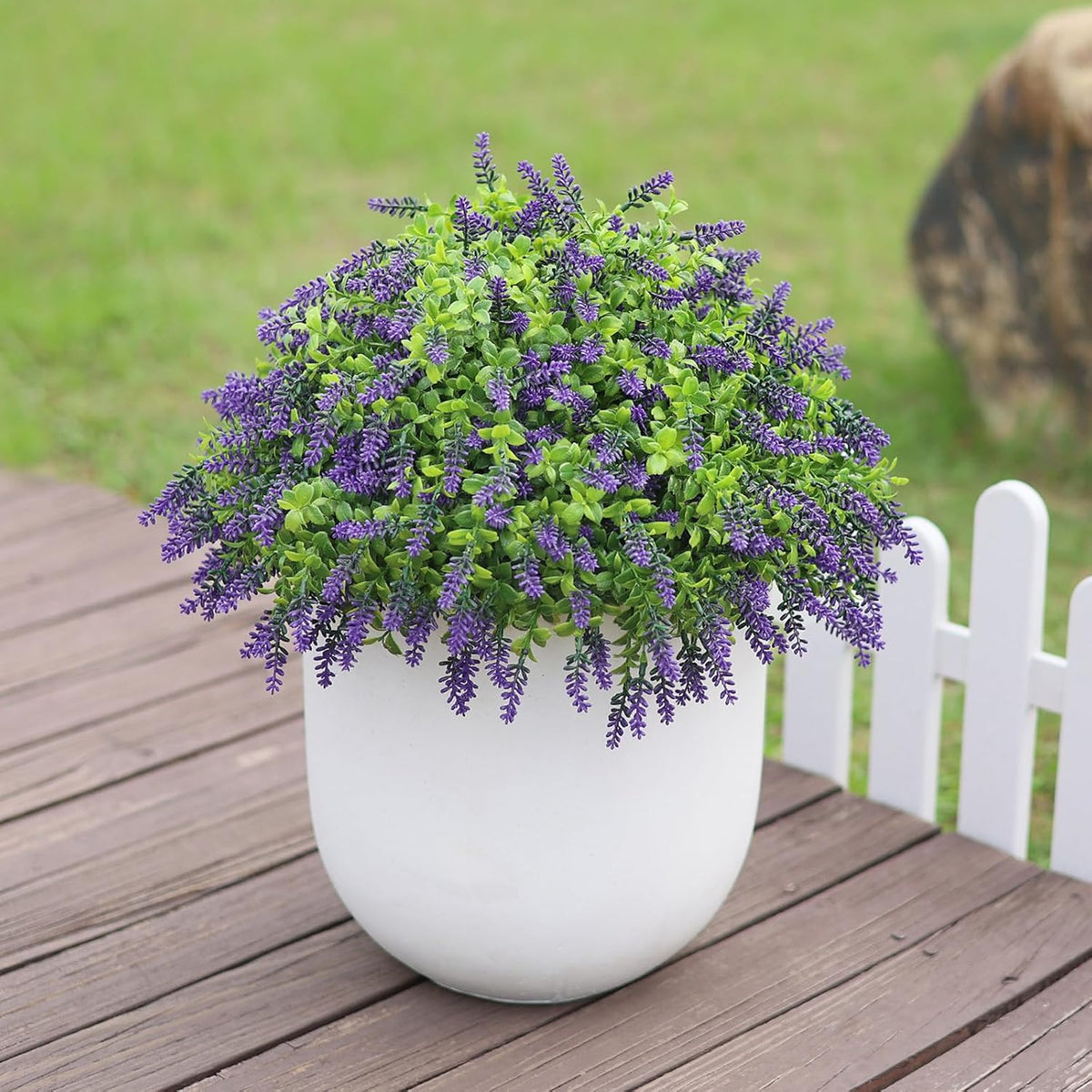 2 Set Artificial Boxwood＆Lavender Topiary Ball Tree for Front Porch(Purple)