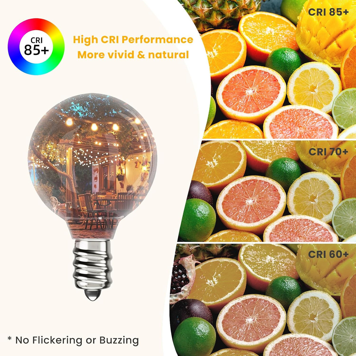 Svater G40 LED Replacement Bulbs for Outdoor String Lights, 25 Pack Dimmable Shatterproof Globe Bulbs, E12/C7 Screw Base Edison Light Bulbs for Indoor Outdoor Patio Decor, Warm White 2700K