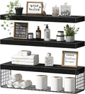 QEEIG Bathroom Shelves Over Toilet Wall Mounted (Black, Set of 3, 31.5")