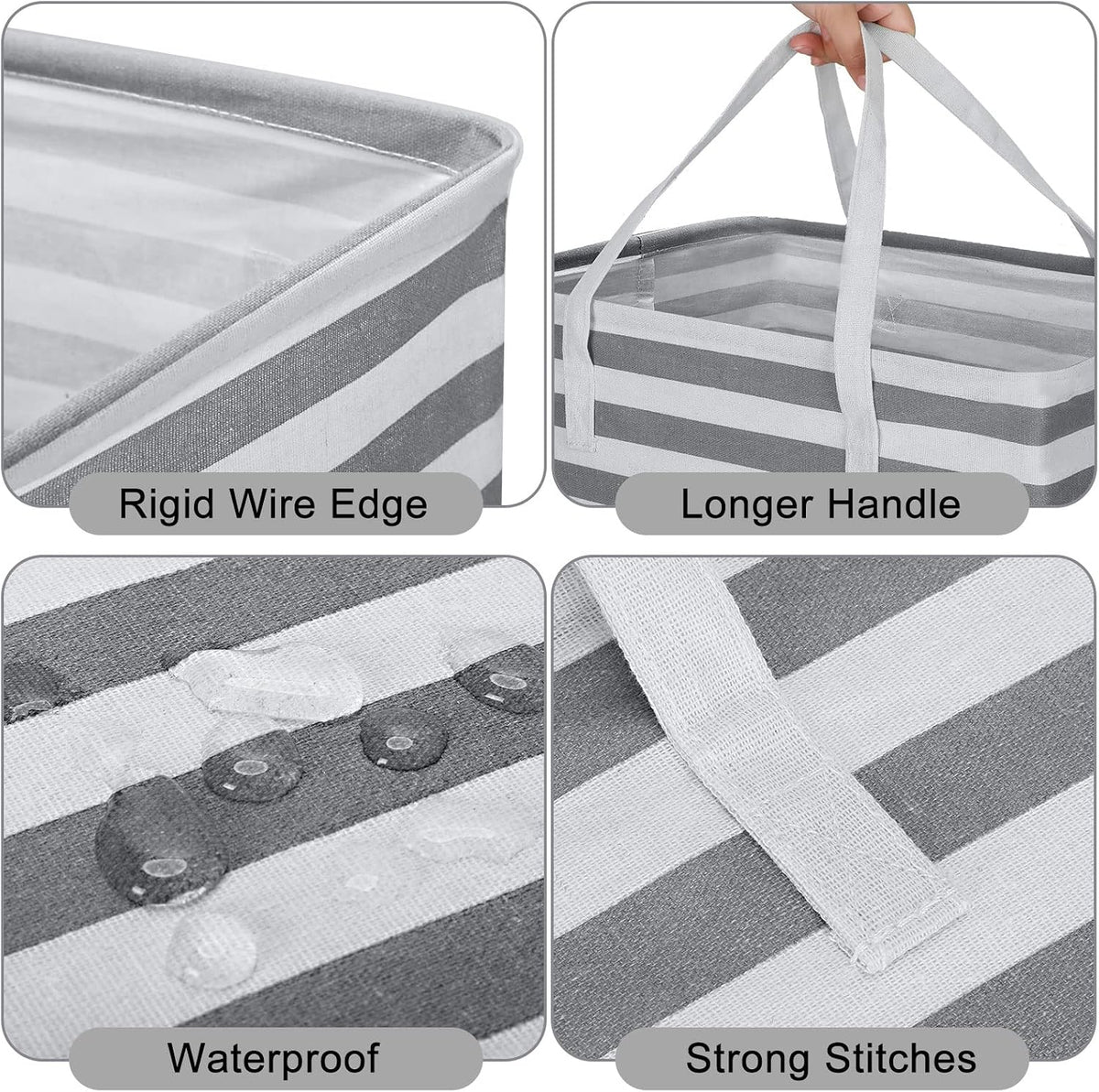 6 Pcs Laundry Hamper 75L Large Collapsible Laundry Baskets Tall Freestanding Waterproof Clothes Hamper Organizer with Easy Carry Handles for Clothes Storage Family Dorm(Gray, White)