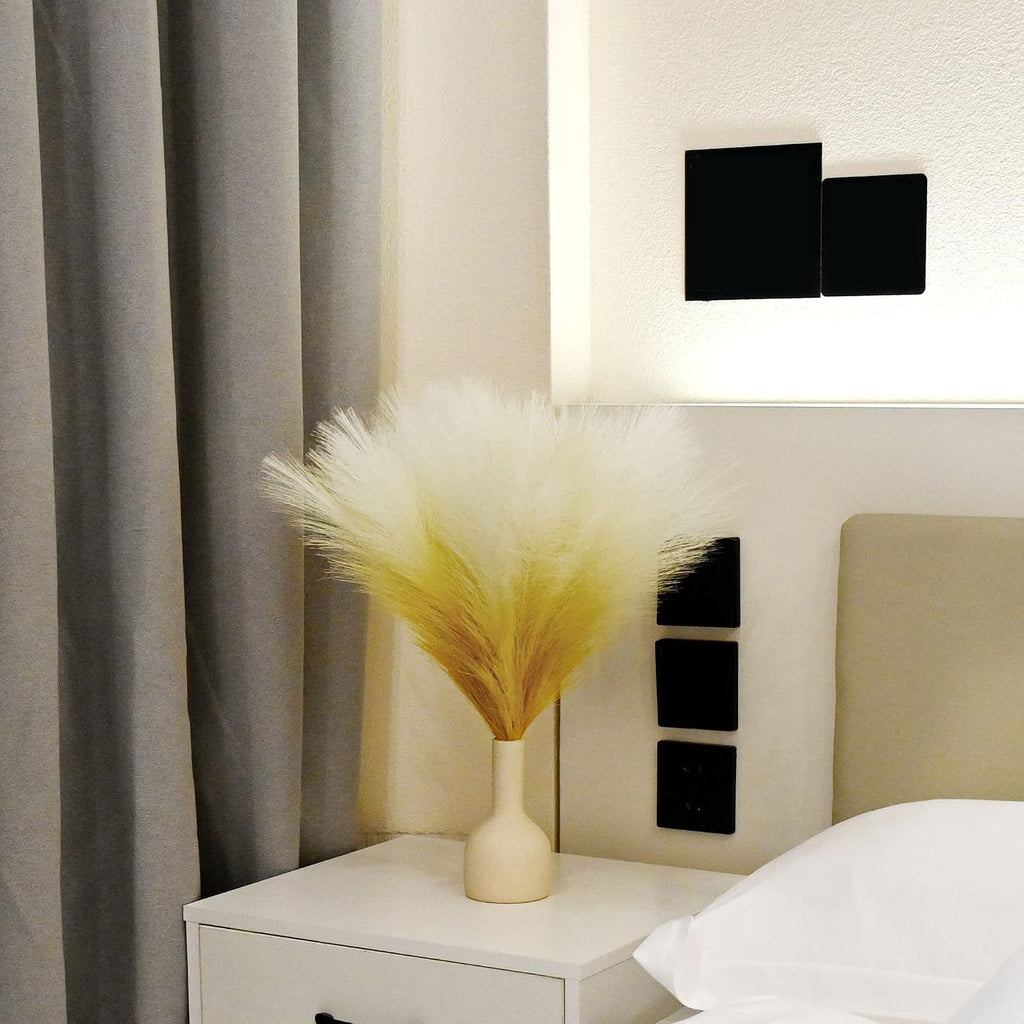6 PCS Faux Pampas Grass Arrangement - 18"/45cm Artificial Fluffy Pompous Grass Stems for Boho Chic Home and Wedding Decor (Khaki Gradient)