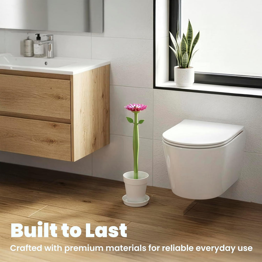 Vigar Flower Power Toilet Brush with Holder Set for Bathroom, White