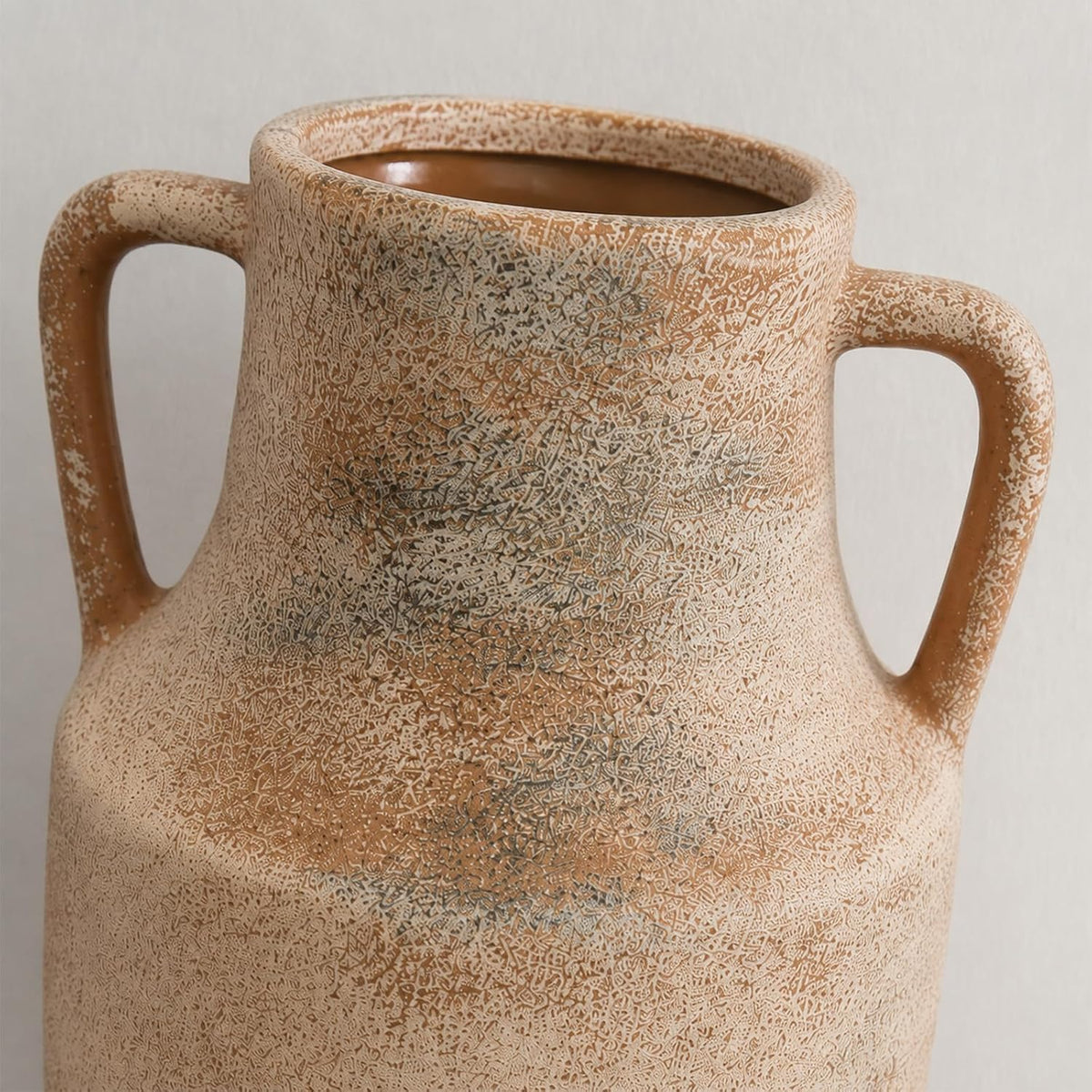 Deep Dream Ceramic Flower Vase with Handles, 11 Inch Large Ceramic Vase, Decorative Tall Terracotta Vase, Farmhouse Rustic Vase for Home Decor, Shelf, Living Room, Bedroom,Table (Terracotta)
