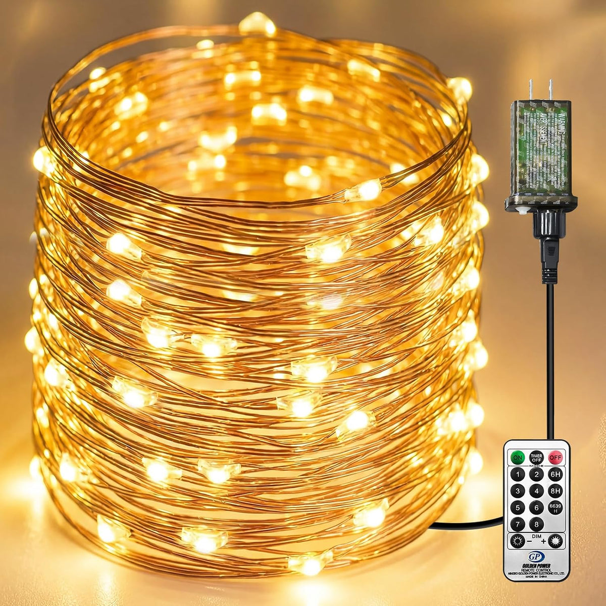 Plug-in Fairy Lights, 164 Ft 500 LED String Light with Remote, 8 Modes, Timer and Dimming Twinkle Lights for Indoor, Bedroom, Party, Decoration, Holiday, Warm White