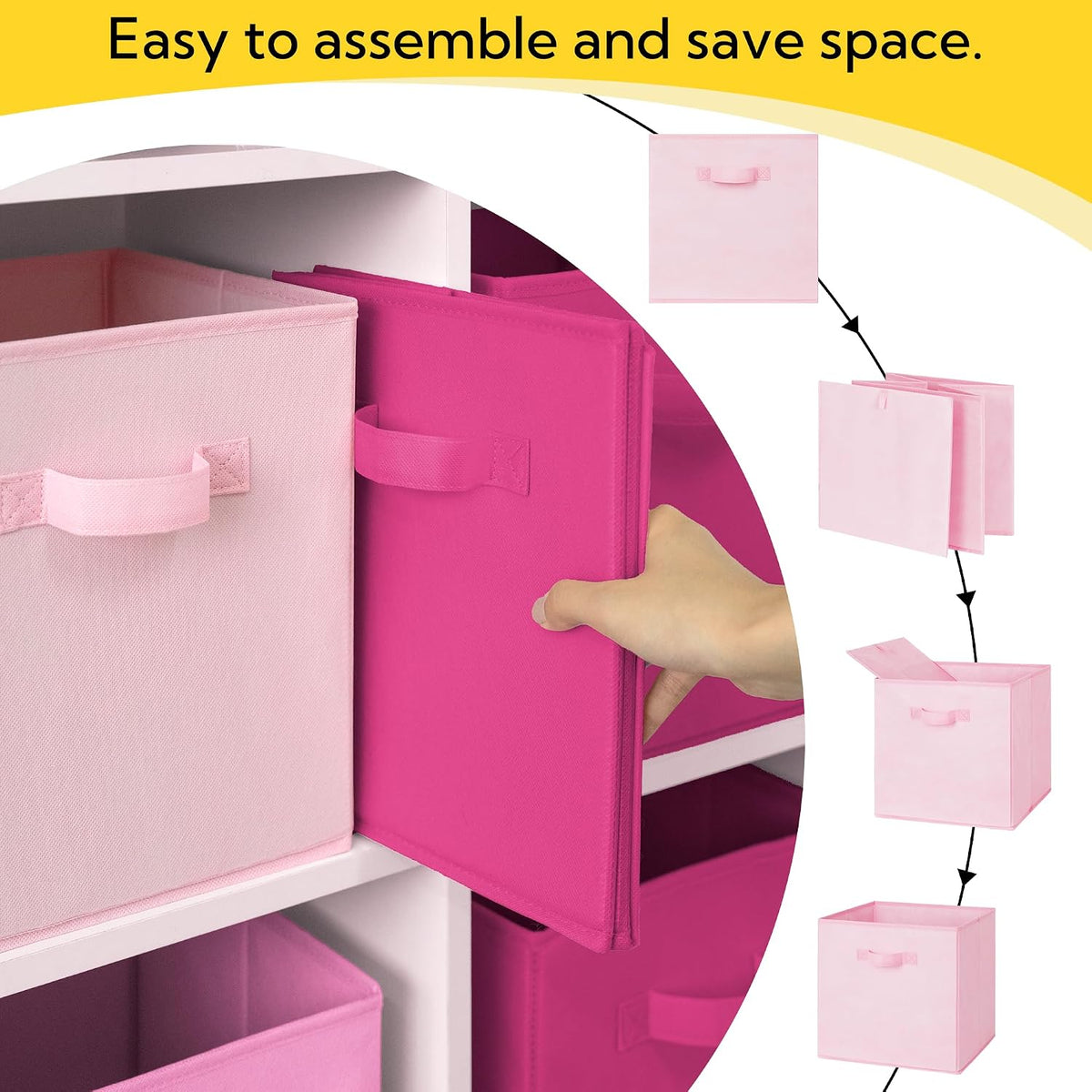Cupic Cupid 6-Pack 13x13 Cube Storage Organizer, Cube Bins, Pink Gradient