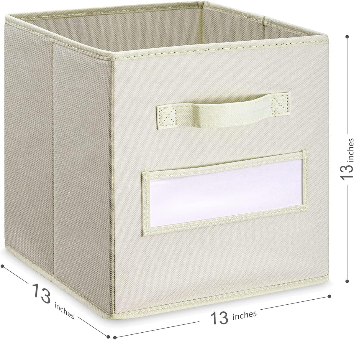 13x13x13 storage cube bins(Set of 8) Fabric storage cubes with 8 Labels Window Cards & a Pen, storage cubes 13x13, Collapsible 13 inch cube storage bins, Cubby Boxes, Beige